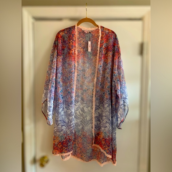 Victoria Secret Sheer Kimono with Lace Edging NWT - Picture 2 of 8